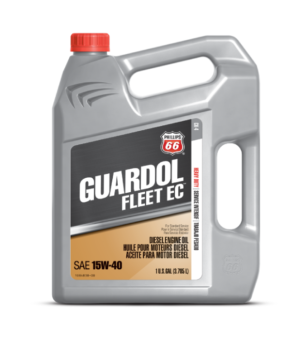 A 3.785L Jug of Phillips 66 Guardol Fleet EC Diesel Engine Oil 15W-40
