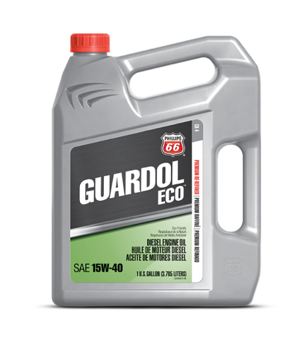 A 3.785L Jug of Phillips 66 Guardol Fleet ECO Diesel Engine Oil 15W-40