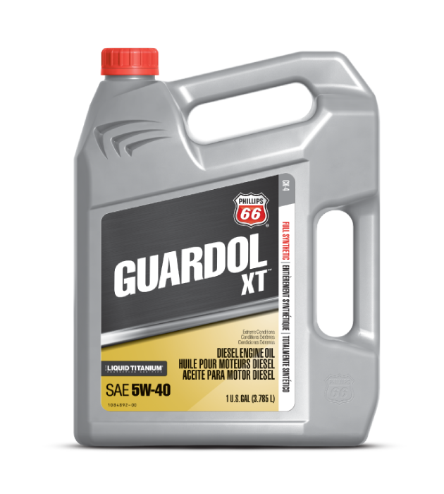 A 3.785L Jug of Phillips 66 Guardol Fleet XT Diesel Engine Oil 5W-40